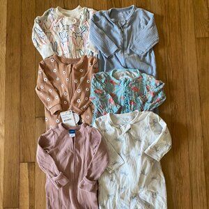 Baby Girl Zipper Footies Sleepers 3-6mo Carter's Old Navy mudpie petit lemi hann